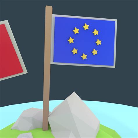 3d Model Stylized Low Poly Flags Exit Eu Package Vr Ar Low Poly Cgtrader