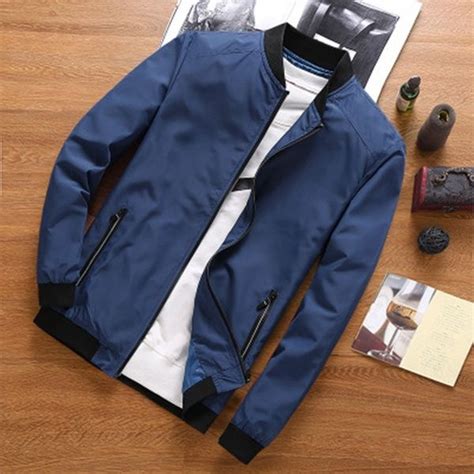 Jamickiki Spring And Autumn Mens Solid Color Jacket Plus Size Jacket