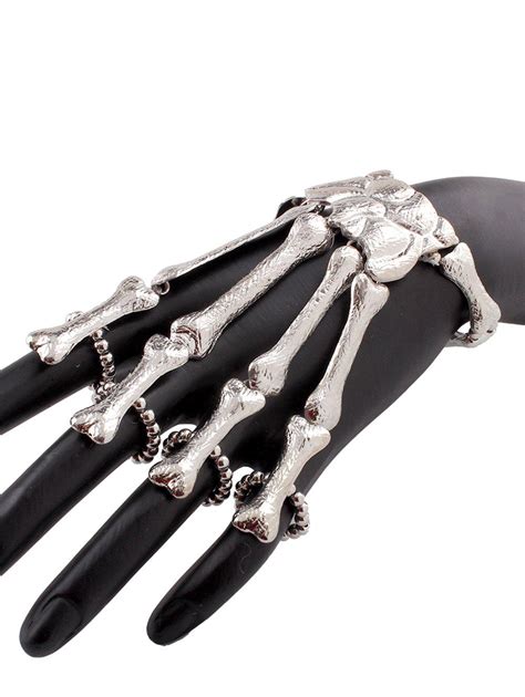 18 Off Punk Hand Skeleton Bracelet With Rings Rosegal