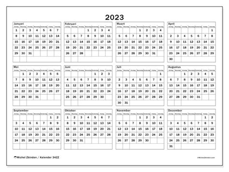 Kalender 2023 Om Af Te Drukken “34zz” Michel Zbinden Nl