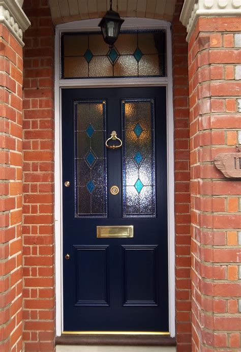Victorian 4 panel front door with raised and fielded panels on the front side. Pretty Stained Glass Front Door Ireland For Stained Glass ...