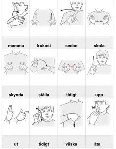 På teckenspråk byggs ord och meningar upp av olika tecken. Tecken som stöd: Meningar | Tecken | Teckenspråk, Babyteckenspråk och Tecken