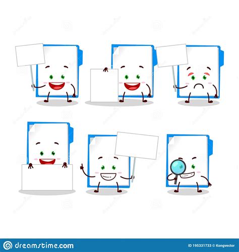 Blue Manila Folder Cartoon Character Bring Information Board Stock