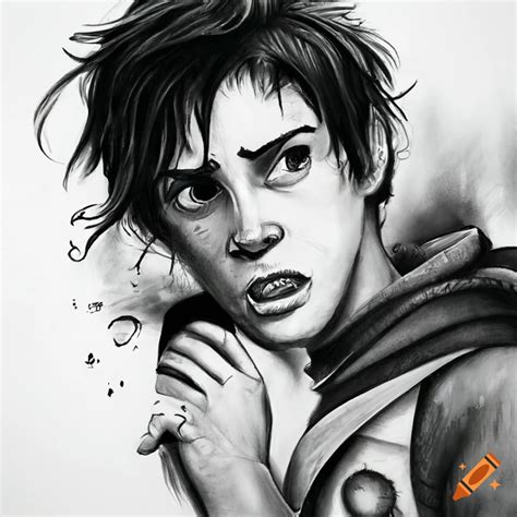 Furious Realistic Drawing Of Percy Jackson In Pencil And Paper On Craiyon