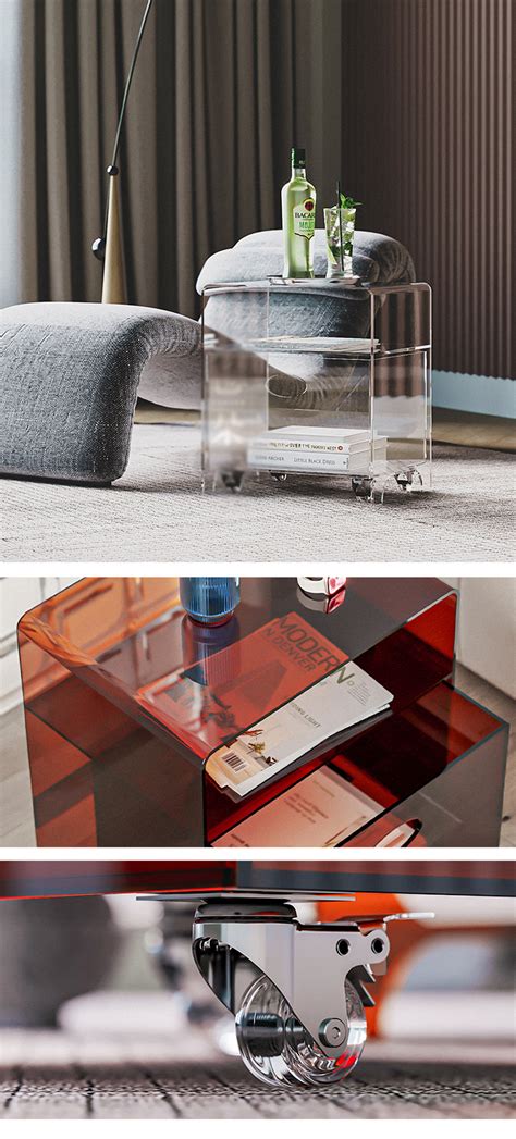 Modern Acrylic Bedside Table Transparent Caramel Apollobox