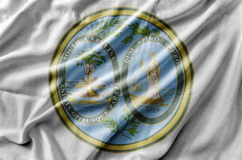 Waving Detailed National Us Country State Flag Of South Carolina Seal