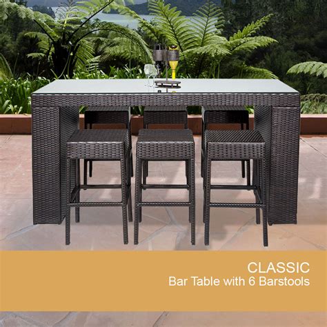 Bar Table Set And Backless Barstools Patio Garden Furniture
