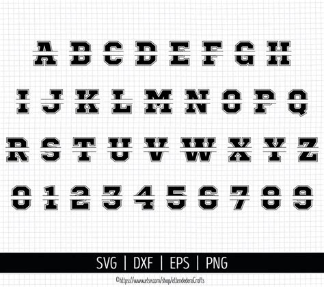 Split Alphabet Svg Sports Font Clipart College Letters And Etsy Canada