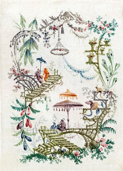 Antique Chinoiserie Wallpaper Illustration Digital Download Etsy