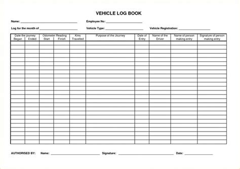 Printable Vehicle Log Book Template Printable Word Searches
