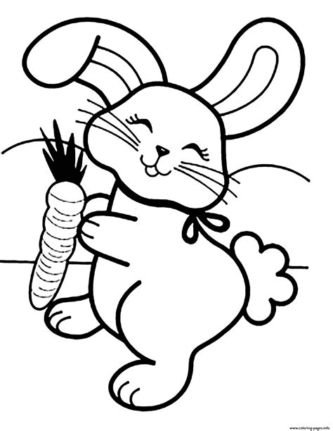 Funny Rabbit With Carrot Coloring Page Printable