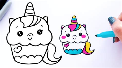 How To Draw And Color A Unicorn Cupcake Easy Step By Step Unicorn