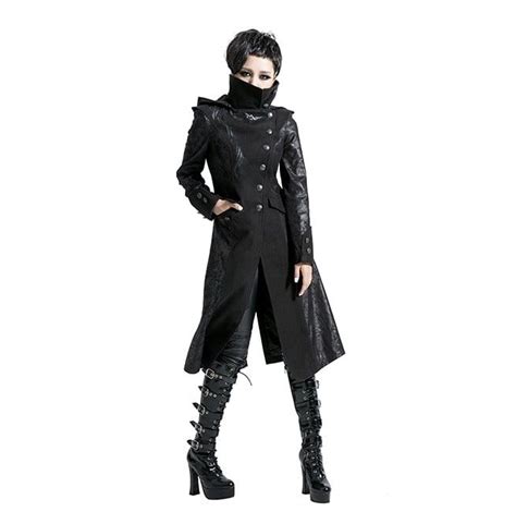 Gothic Leather Segmented Trench Coat With Detachable Rebelsmarket
