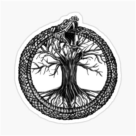 Ouroboros With Tree Of Life Sticker For Sale By Nartissima Redbubble