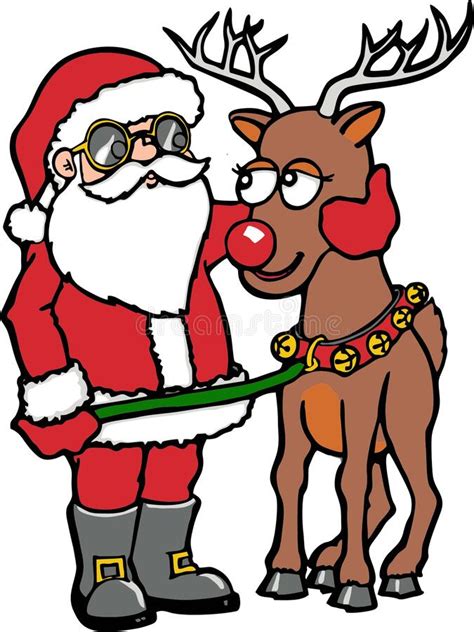 Cartoon Santa And Reindeer Stock Vector Illustration Of Reindeer 265127938