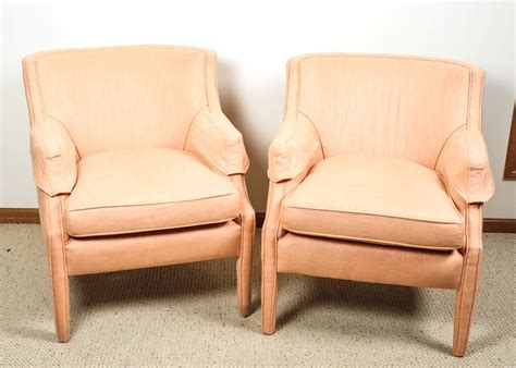 Pair Of Peach Accent Chairs Ebth