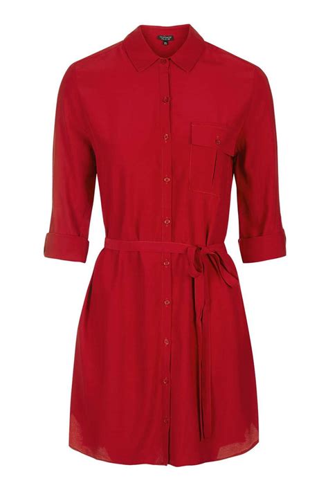 Belted Shirt Dress New In This Week New In Top Shop Dress Red Belted Dress Red Wrap Dress