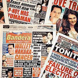 Regional newspapers or those published in the regions are also included. Tabloid Grab Bag: "Wallet, nakaka-cancer," "John Lloyd vs ...