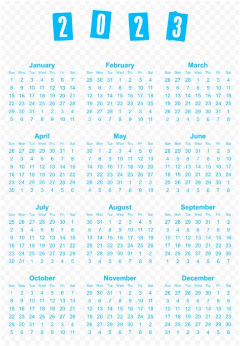 2023 Calendar Blue Colour Hd Png Citypng