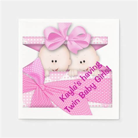 Twin Girl Baby Shower Paper Napkins