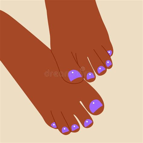 Woman Pedicure Design Cute Female Feet Fingers Colorful Polished Nails Leg Treatment Concept