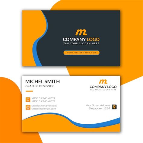 Premium Psd Orange Blue Business Card Design