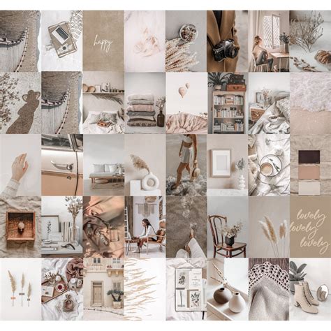 Neutral Beige Photo Wall Collage Kit Nude Aesthetic Earth Etsy Hong