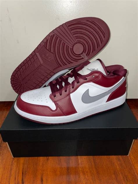 Nike Air Jordan 1 Low White Bordeaux 8 13 Cherrywood Red Cement Grey