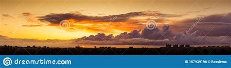 Beautiful Sunset Sky With Amazing Colorful Orange Clouds