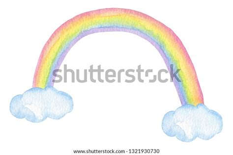 Watercolor Illustration Magical Rainbow Clouds Perfect Stock