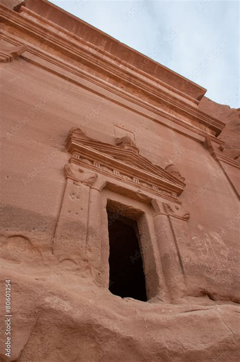 Nabatean Tomb In Madaîn Saleh Archeological Site Saudi Arabia Stock
