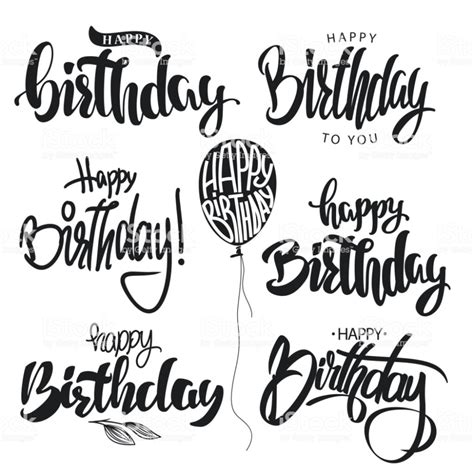 Happy Birthday Calligraphy Hand Lettering Set Vector Alles Gute Zum My Xxx Hot Girl