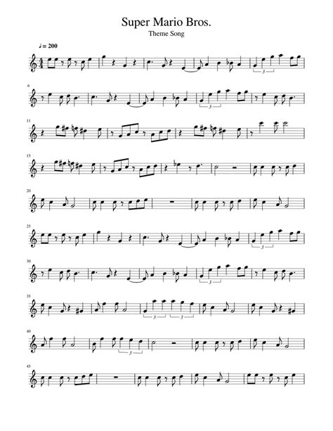 Super Mario Theme Easy Piano Sheet Music For Piano Solo