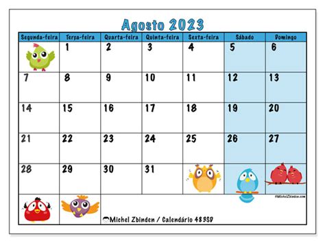 Calendário De Agosto De 2023 Para Imprimir “483sd” Michel Zbinden Br