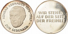 Deutschland Medaille 1967 Konrad Adenauer, Zum Gedenken, UNZ, Silber ...
