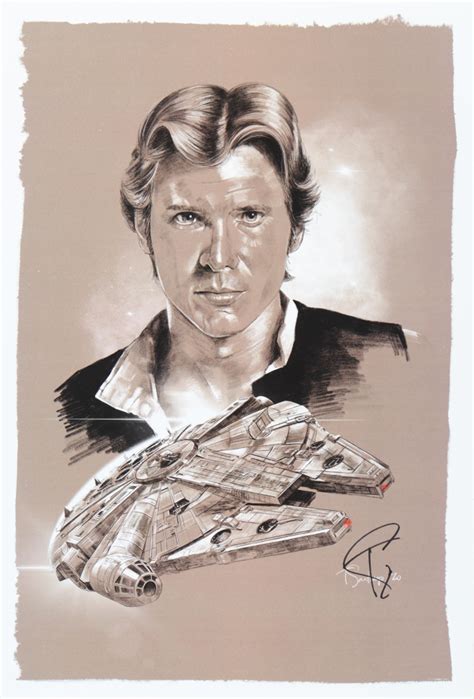 Han Solo Harrison Ford Star Wars X Signed Lithograph By Tony