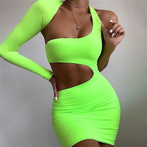 Pin By Nephilim Trend On Dress Style In 2021 Neon Green Dresses Neon Dresses Bodycon Dress