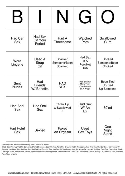 Sex Bingo Bingo Cards To Download Print And Customize