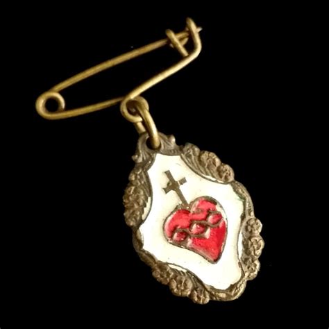 Italian Sacred Heart Pin From Vintagecatholic On Ruby Lane