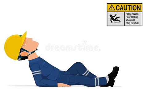 An Industrial Worker Is Lying Down On The Floor Stock Vector
