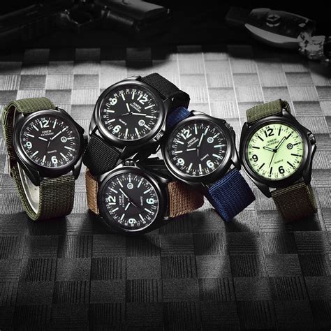 fashion military mens quartz army watch black dial date luxury sport wrist luminous watch hot