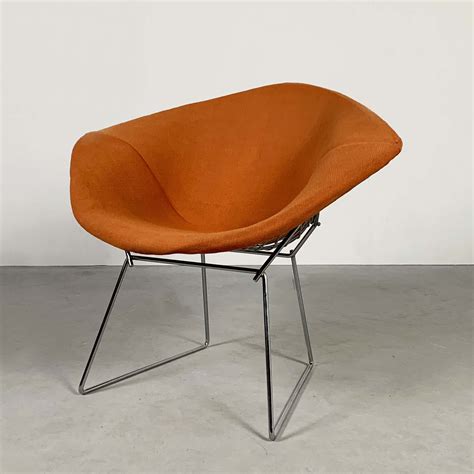 All wire seating includes glides. Orange Diamond Chair by Harry Bertoia for Knoll, 1970s ...