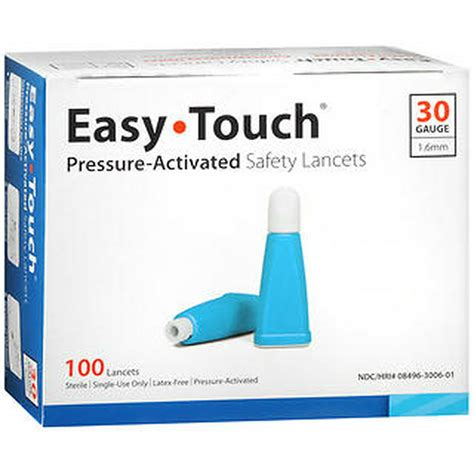 Easy Touch Pressure Activated Safety Lancets 30 Gauge 100 Ct