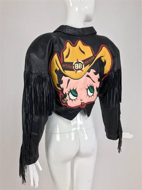 Maziar Betty Boop Cowgirl Black Fringe Leather Jacket 1980s At 1stdibs
