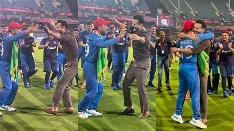 cwc 2023 watch irfan pathan dances with rashid khan to fulfill his promise as afghanistan