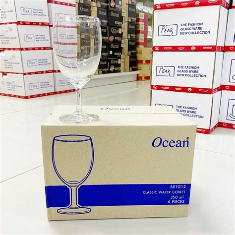 [กล่อง6ใบ 501g12] แก้วน้ำ แก้วจัดงานเลี้ยง 350มล Ocean Classic Water Goblet Glass Line Shopping