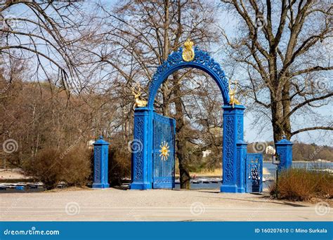 Ancient Blue Gate As An Entrance To Royal Djurgarden Kungliga