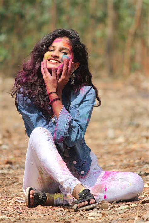 Beautiful Female Model Posing With Holi Colors Free Image By Sanjay C On