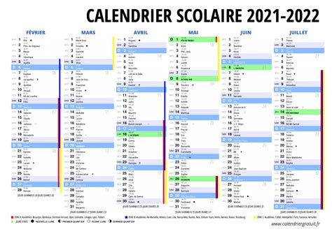Calendrier Scolaire Semestriel 2021 2022 Version Vierge Images And