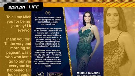Michele Gumabao Speaks Up About Miss Universe Defeat